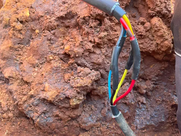 LV cable joint, cores sleeved before reinstatement